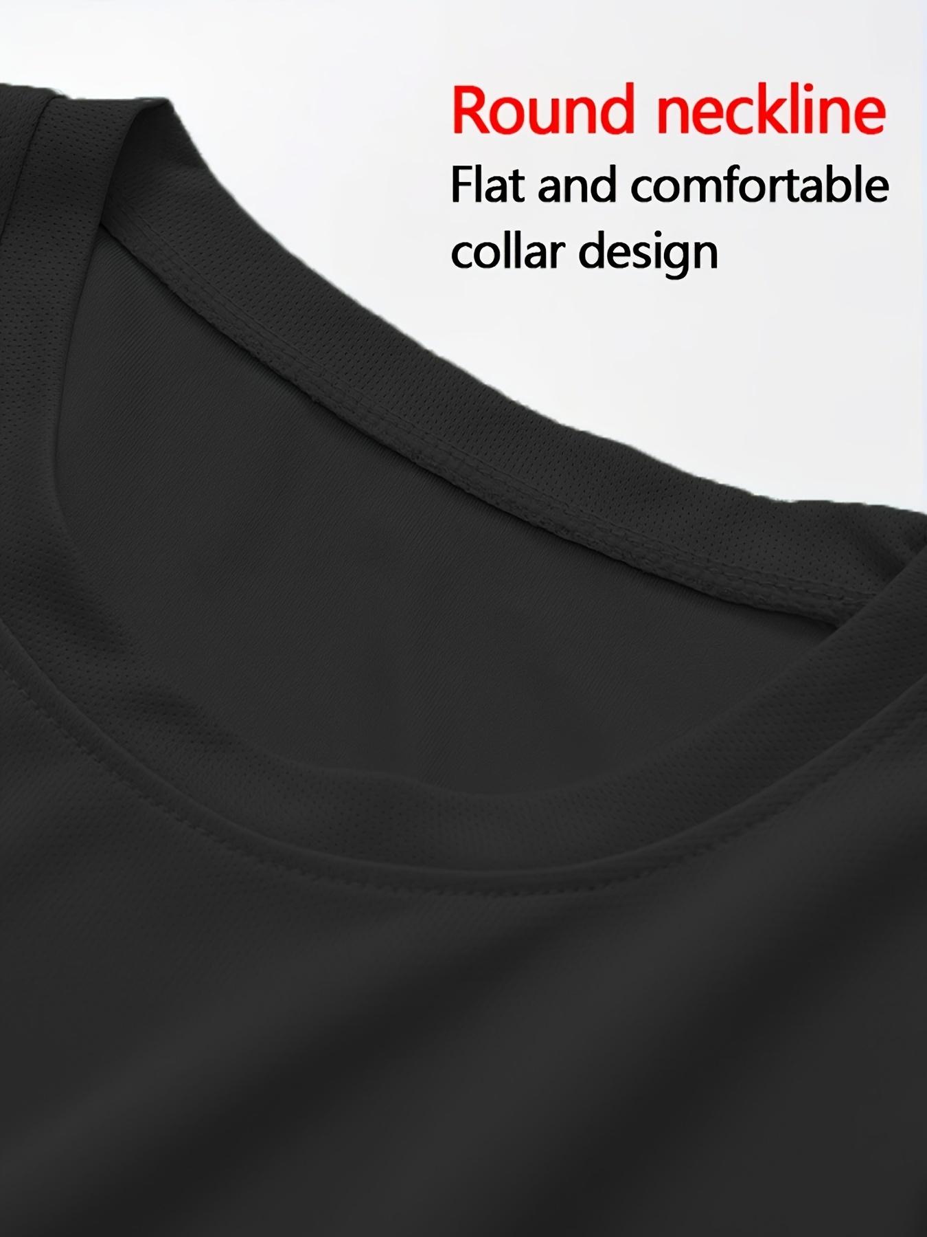 Camiseta Masculina de Manga Comprida com Estampa de Letras da Moda, Gola Redonda, Secagem Rápida, Elegante e Casual para o Verão