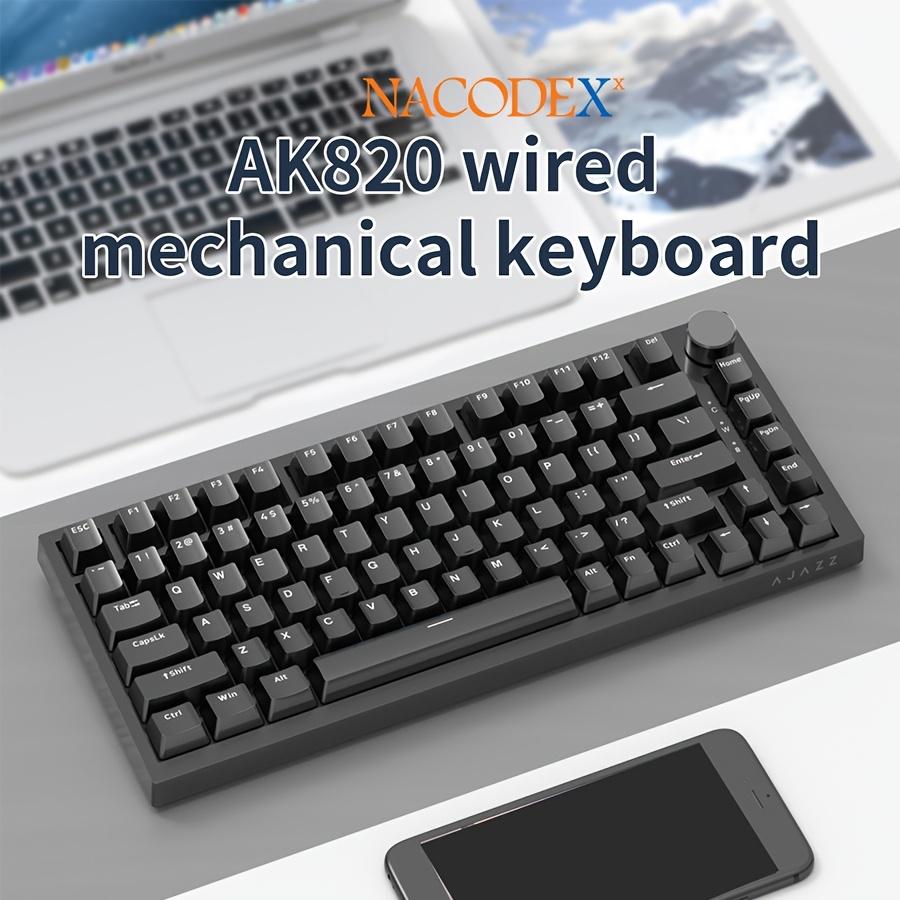 AJAZZ Nova Teclado Mecânico com Fios Original AK820, Retroiluminado, Inteiro Hot-Swappable, Layout 75% com Botão de Metal, Adequado para Uso de Escritório