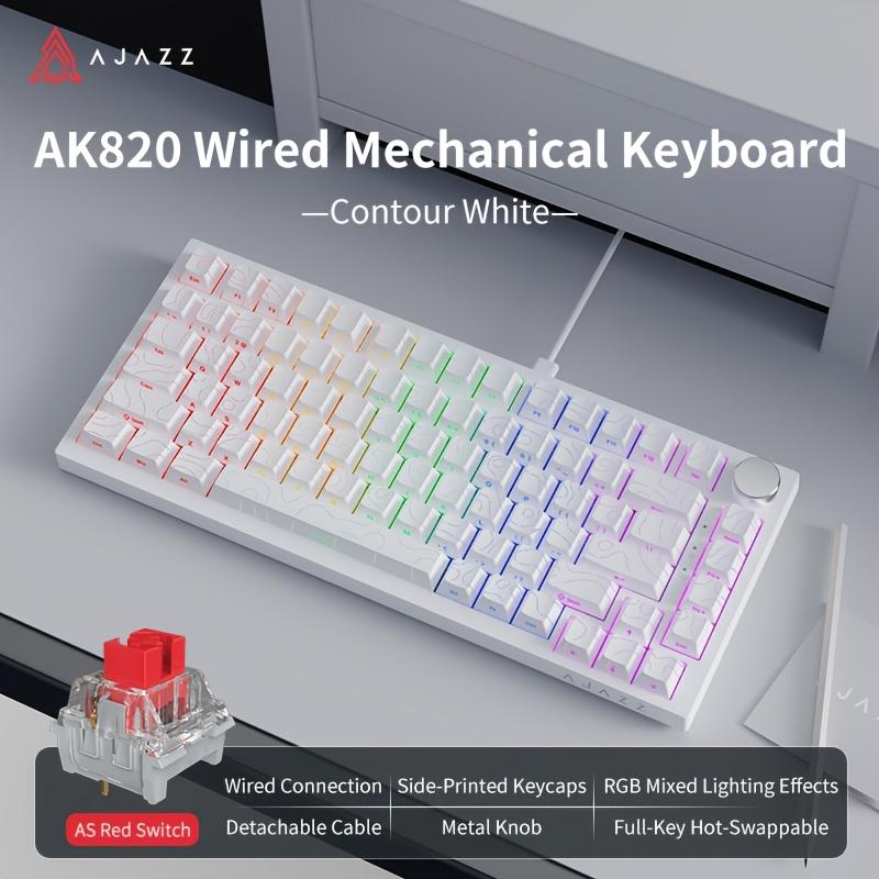 AJAZZ Nova Teclado Mecânico com Fios Original AK820, Retroiluminado, Inteiro Hot-Swappable, Layout 75% com Botão de Metal, Adequado para Uso de Escritório