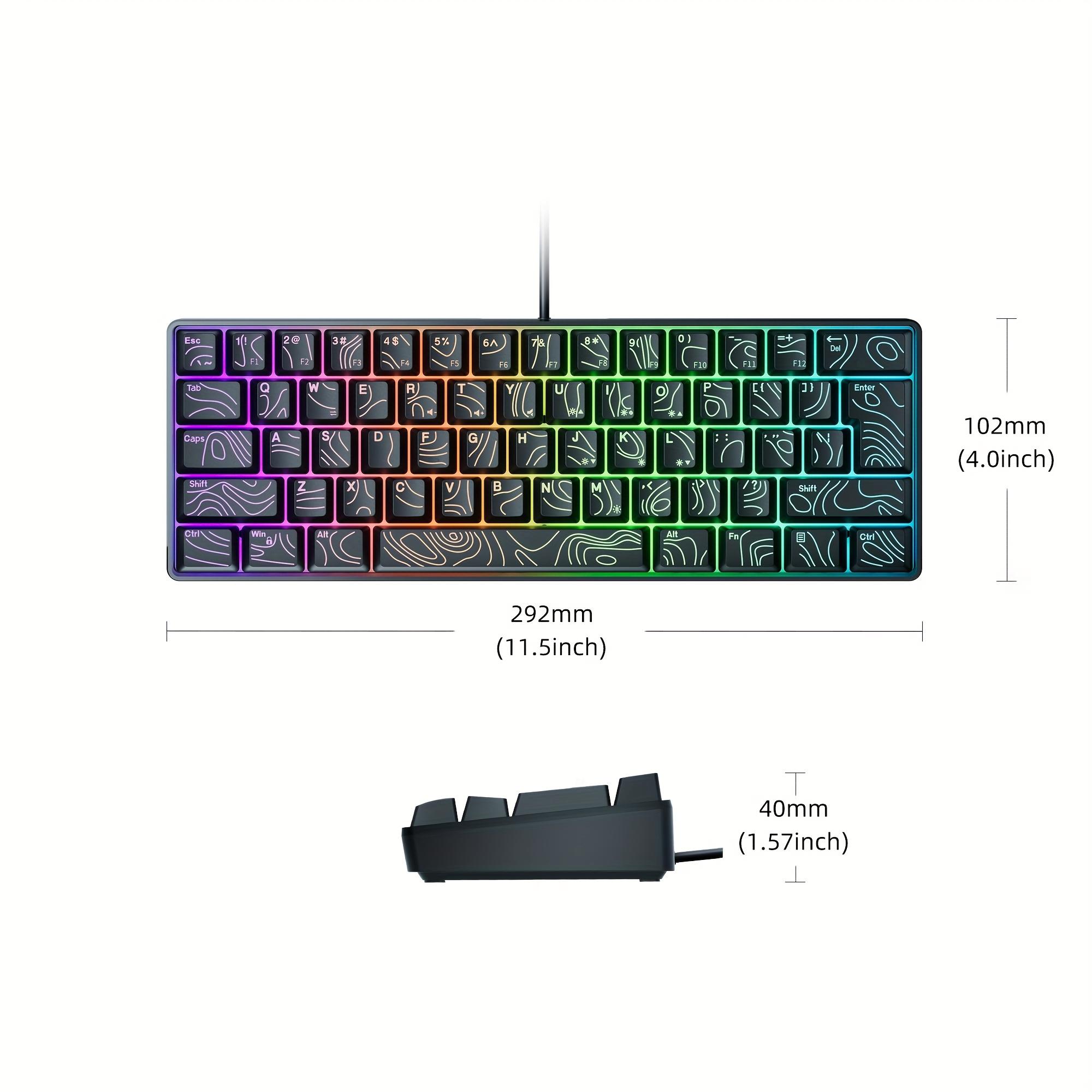 Teclado RGB de 61 Teclas com Cabo - Teclado Portátil Pequeno para Laptop, Ideal para Jogos e Uso Gamer