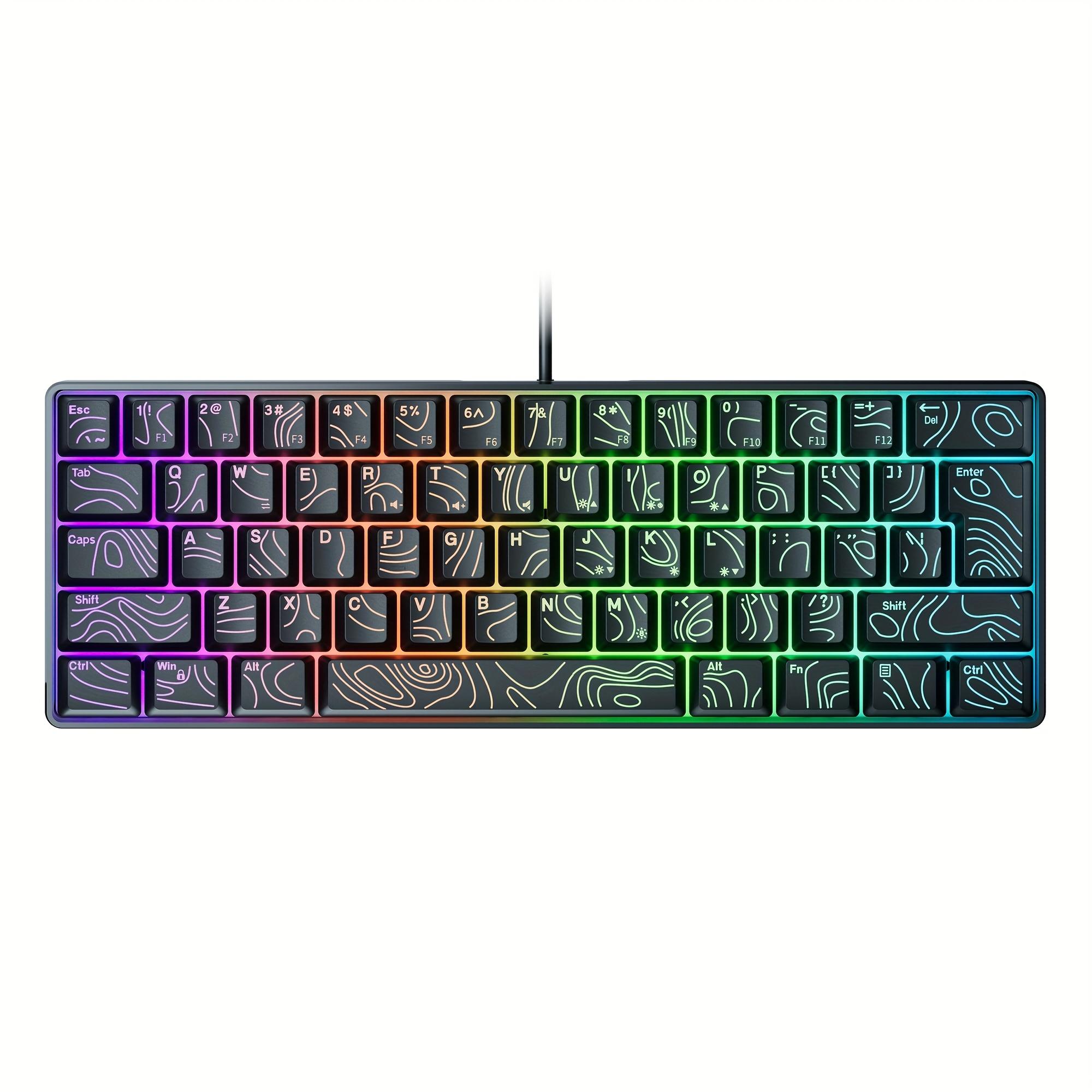Teclado RGB de 61 Teclas com Cabo - Teclado Portátil Pequeno para Laptop, Ideal para Jogos e Uso Gamer