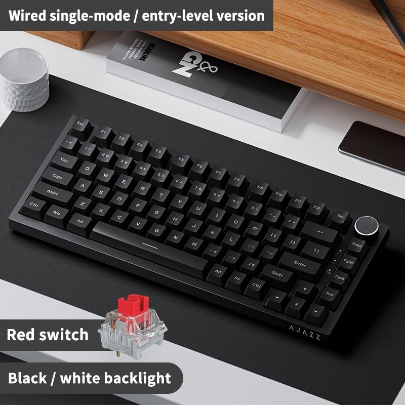 AJAZZ Nova Teclado Mecânico com Fios Original AK820, Retroiluminado, Inteiro Hot-Swappable, Layout 75% com Botão de Metal, Adequado para Uso de Escritório