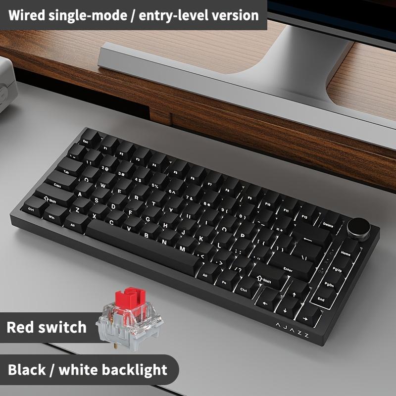 AJAZZ Nova Teclado Mecânico com Fios Original AK820, Retroiluminado, Inteiro Hot-Swappable, Layout 75% com Botão de Metal, Adequado para Uso de Escritório
