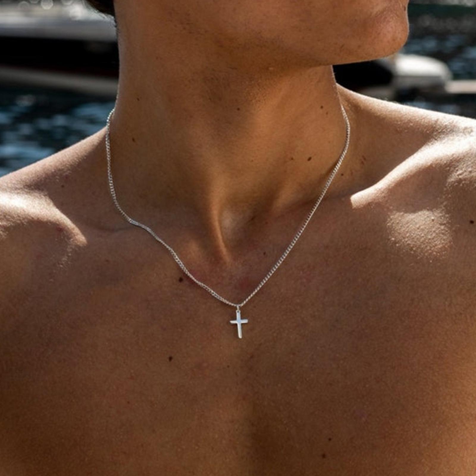 1pc Colar com Pendente Cruzado Fácil e Moderno para Homem, Presente Ideal para Namorado