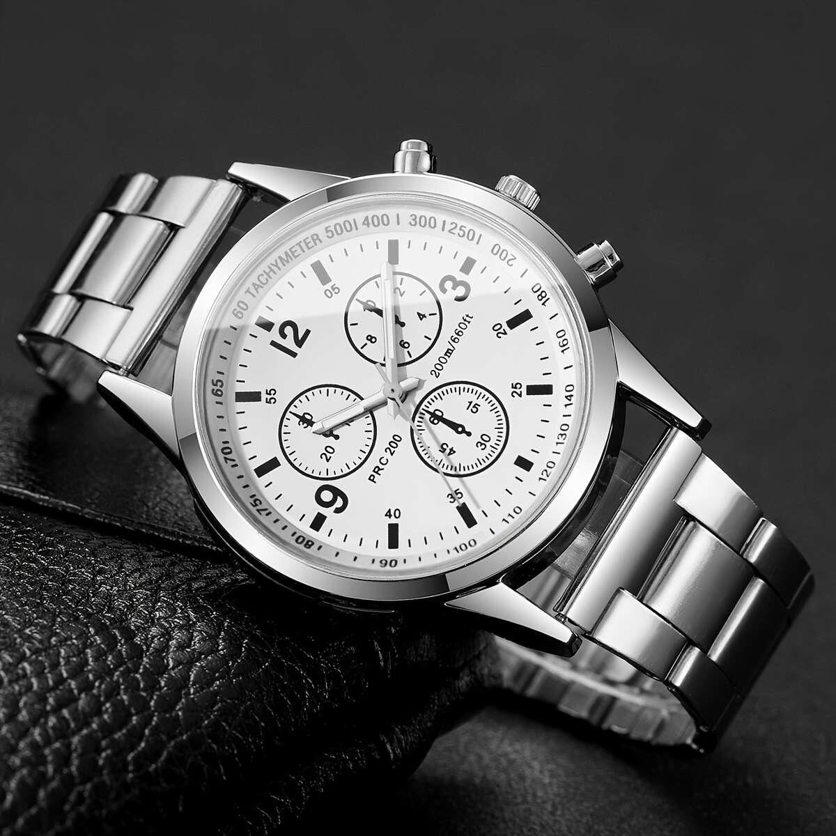 Relógio Masculino All-Match Esfera com Escala de Números Fácil Clássico Trendy Temperamento Relógio de Quartzo (1pc/Set) Caixa de Relógio Não Incluída