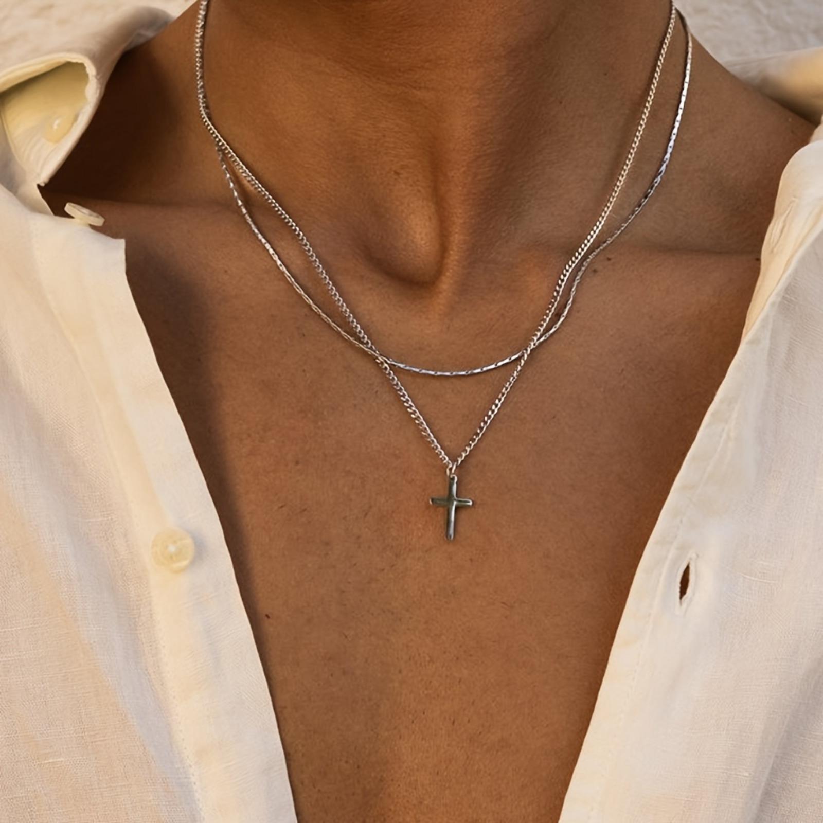 1pc Colar com Pendente Cruzado Fácil e Moderno para Homem, Presente Ideal para Namorado