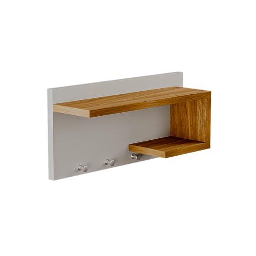 Porta Chaves Nero Organizador Decoração Casa Branco e Freijó