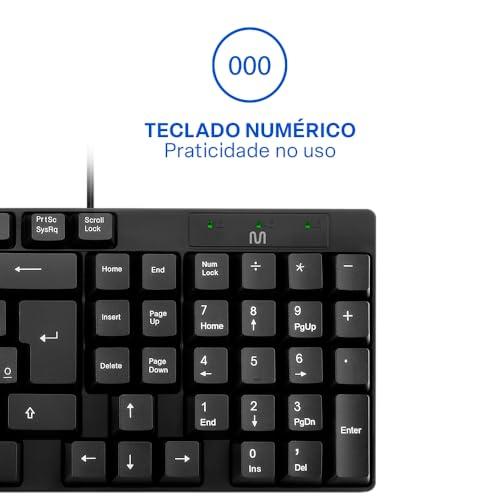 Teclado Com Fio Compacto Conexão USB Resistente Água Preto Multi - TC193
