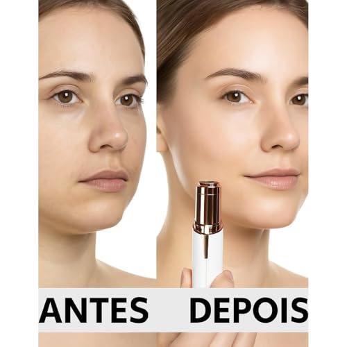 Depilador Facial Feminino Portátil Zero Incômodo com Luz LED Recarregável USB Removedor Pelos Batom Para Buço Sobrancelhas e Rosto com Precisão e Suavidade Sem Dor