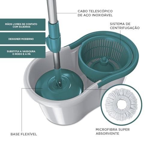 Flash Limp - Mop Giratório Fit, Balde 8 litros - MOP5010 - ABS Cinza