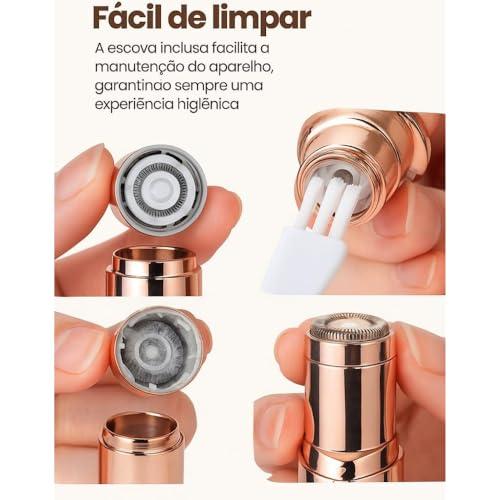 Depilador Facial Feminino Portátil Zero Incômodo com Luz LED Recarregável USB Removedor Pelos Batom Para Buço Sobrancelhas e Rosto com Precisão e Suavidade Sem Dor