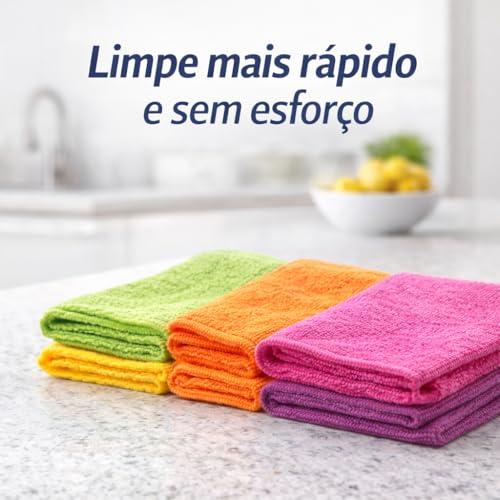 Kit 5 Panos de Microfibra Premium Multiuso – Alta Absorção, Não Risca, Reutilizável e Lavável – Ideal para Limpeza de Casa, Cozinha, Vidros, Carros e Superfícies Delicadas