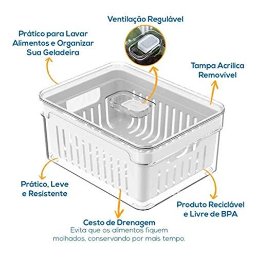 House Organizer Kit 4 Organizadores Geladeira Armário Cozinha 2,2 Litros Alimentos Vegetais