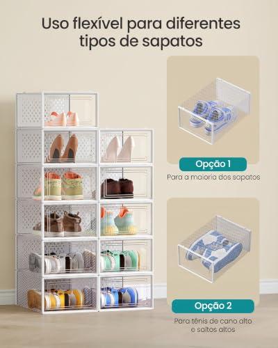 SONGMICS Caixas para Sapatos, Conjunto de 12, Dobráveis e Empilháveis