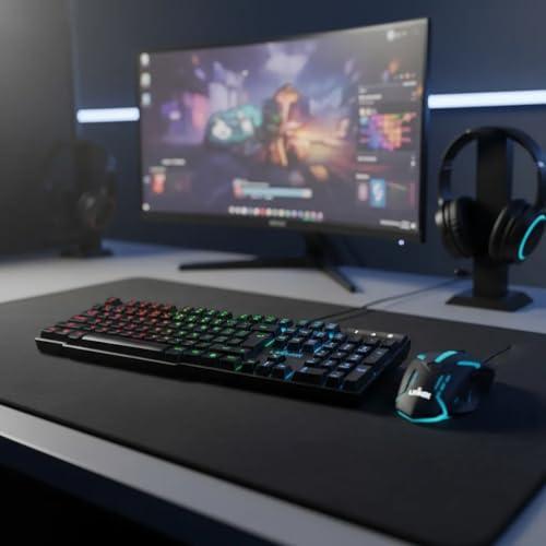 Teclado Gamer Semi Mecânico ABNT2, com LED RGB, USB, compatível com PC, Notebook, Consoles de Jogos