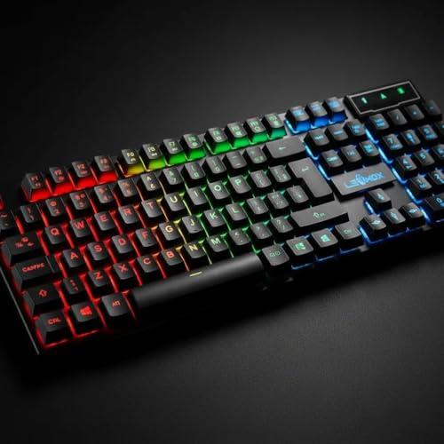 Teclado Gamer Semi Mecânico ABNT2, com LED RGB, USB, compatível com PC, Notebook, Consoles de Jogos