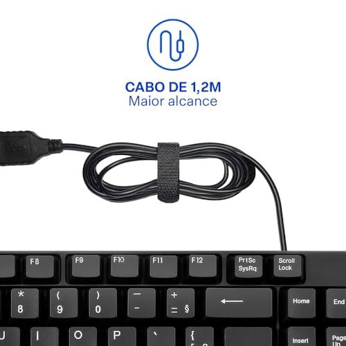 Teclado Com Fio Compacto Conexão USB Resistente Água Preto Multi - TC193