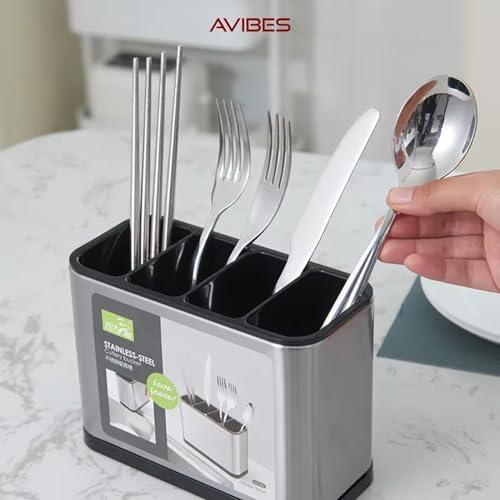 Escorredor de Talheres em Aço Inoxidável, Organizador de Utensílios de Cozinha, Suporte para Talheres, AVIBES