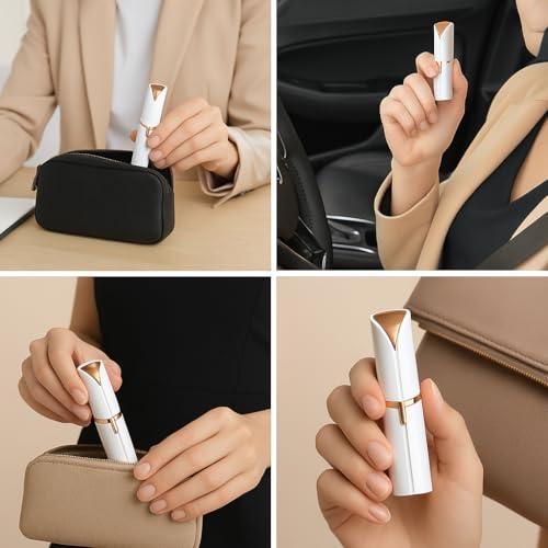 Depilador Facial Feminino Portátil Zero Incômodo com Luz LED Recarregável USB Removedor Pelos Batom Para Buço Sobrancelhas e Rosto com Precisão e Suavidade Sem Dor