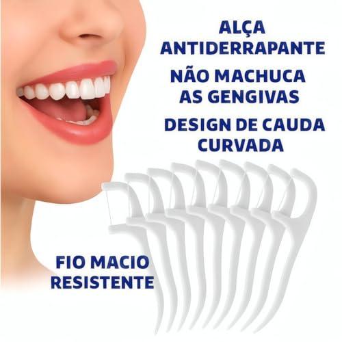 Fio Dental com Haste 2 em 1 Macio e Resistente Kit com 50 Unidades Portáteis para Limpeza Bucal Profunda Antideslizantes e Higiênicas Ideal para Viagens e Uso Diário Premium
