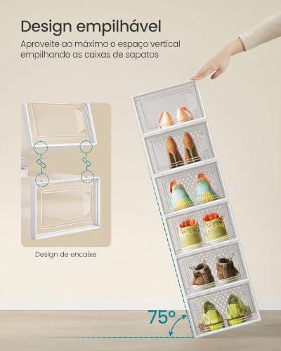 SONGMICS Caixas para Sapatos, Conjunto de 12, Dobráveis e Empilháveis