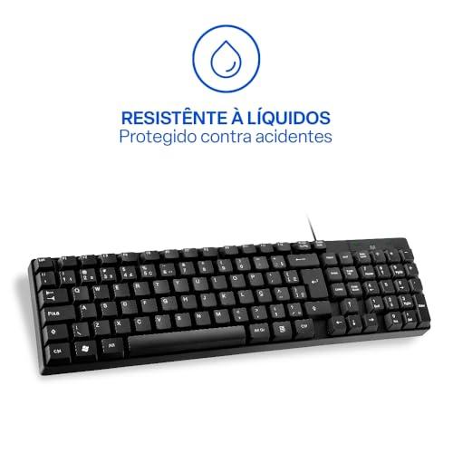 Teclado Com Fio Compacto Conexão USB Resistente Água Preto Multi - TC193