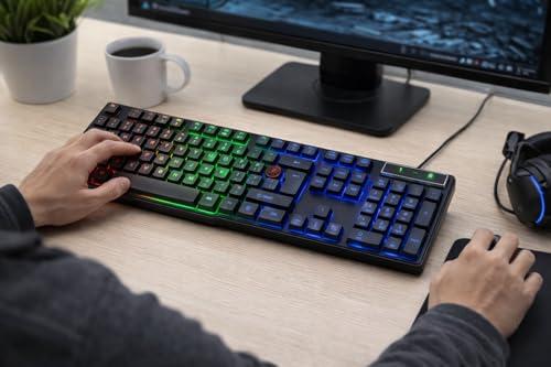 Teclado Gamer RGB Led Iluminado Usb Plug and Play Alta Performance Para PC Notebook Setup Jogos Resistente Confortavel