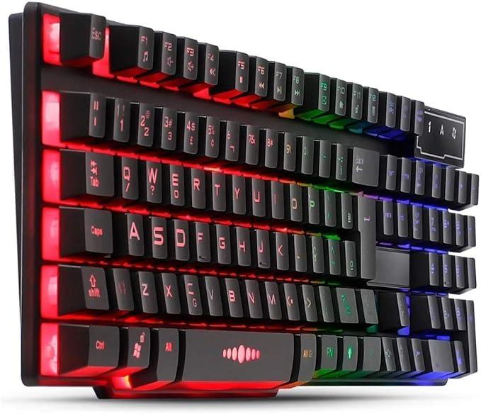 Teclado Gamer Semi Mecânico ABNT2, com LED RGB, USB, compatível com PC, Notebook, Consoles de Jogos