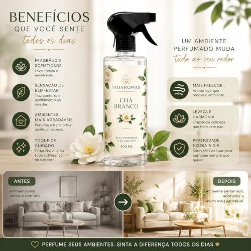 Água Perfumada para Ambientes Chá Branco 500ml Home Spray – Aromatizador para Casa, Sala, Quarto e Escritório – Fragrância Leve e Sofisticada