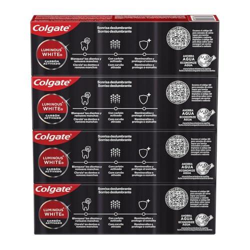 Colgate Luminous White Carvão Ativado Creme Dental Clareador, 4x70g