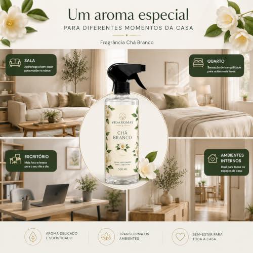 Água Perfumada para Ambientes Chá Branco 500ml Home Spray – Aromatizador para Casa, Sala, Quarto e Escritório – Fragrância Leve e Sofisticada