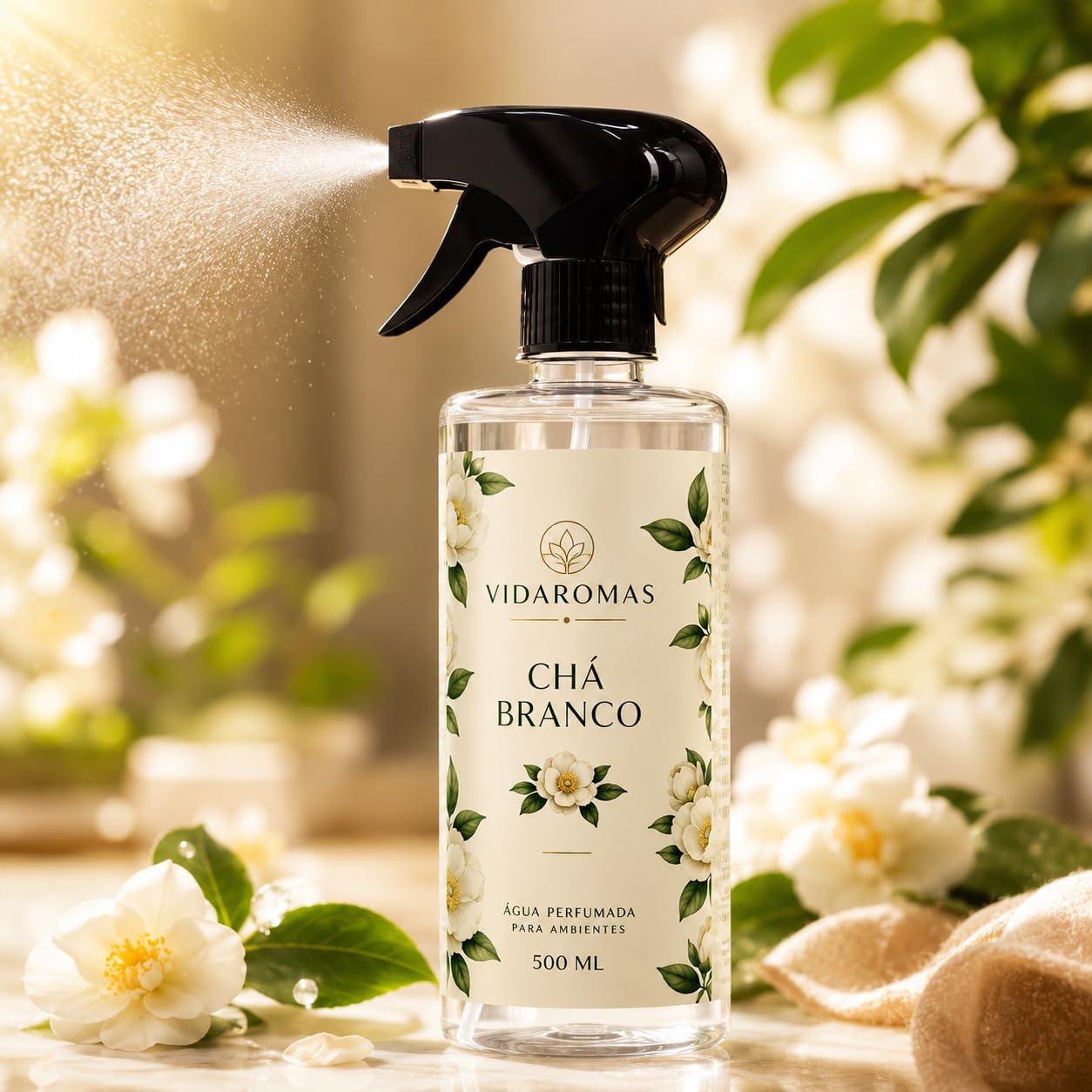 Água Perfumada para Ambientes Chá Branco 500ml Home Spray – Aromatizador para Casa, Sala, Quarto e Escritório – Fragrância Leve e Sofisticada