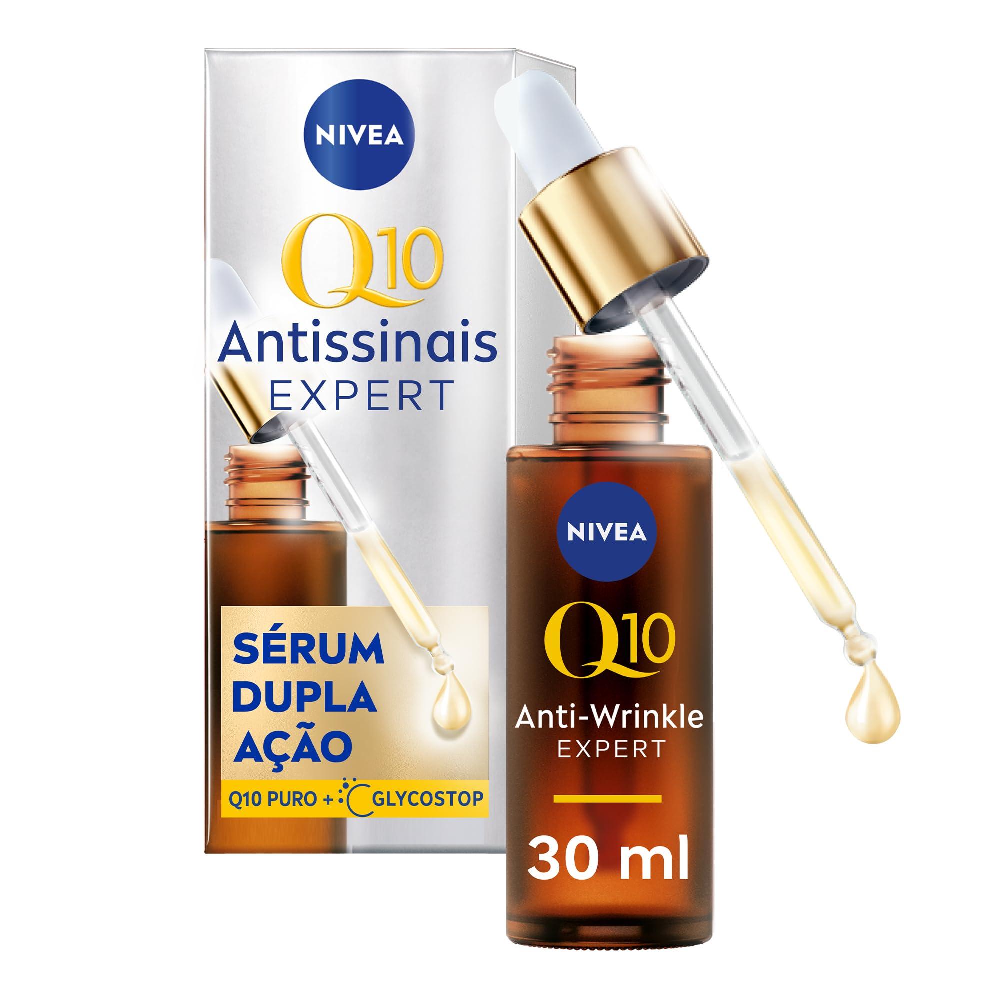 NIVEA Q10 Sérum Antissinais Expert Dupla Ação 30ml, Previne e Reduz Rugas, Renova a Pele, Tecnologia Glycostop, Hidratação Profunda
