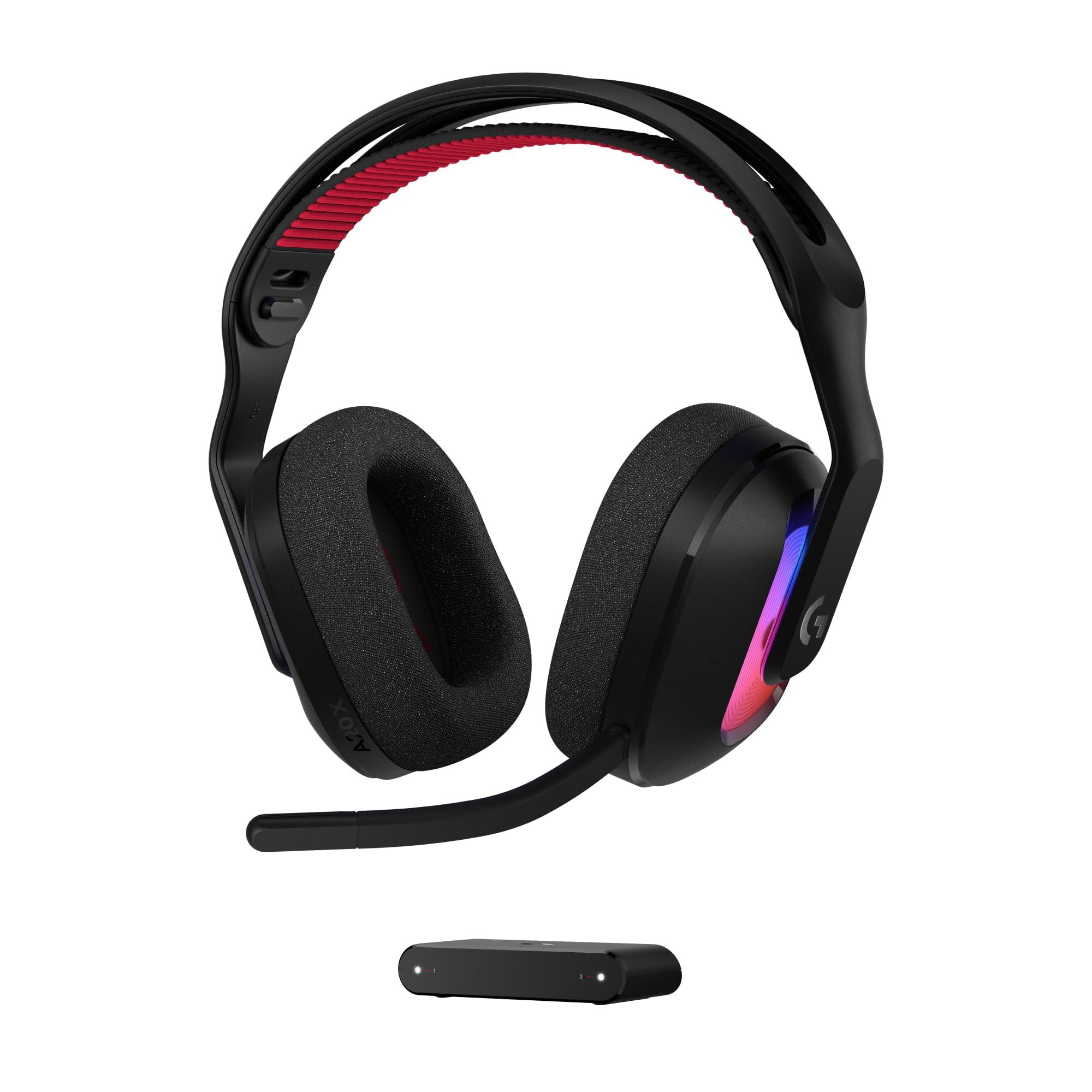 Headset Gamer Sem Fio Logitech G Astro A20 X LIGHTSPEED, Bluetooth, RGB LIGHTSYNC, com PLAYSYNC AUDIO, microfone boom de 48 kHz, Compatível com PS5, Xbox, Nintendo Switch/Switch 2, PC - Preto