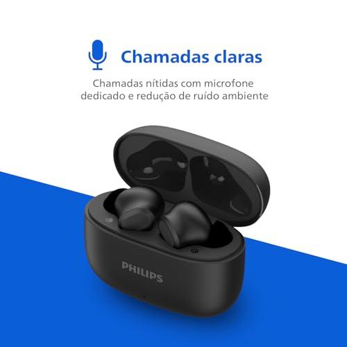 PHILIPS Fone de Ouvido Sem Fio TWS TAT1109BK/00, Bluetooth, Com Microfone, Até 24 horas de bateria, Preto