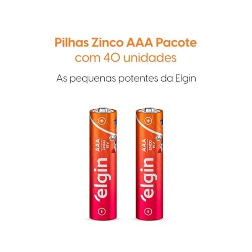 Caixa de Pilha AAA com 40 unidades Elgin Palito - Tubo, Zinco