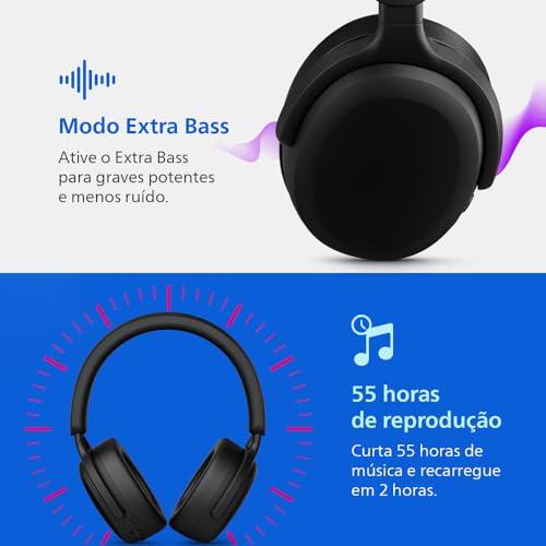 PHILIPS Headphone Bluetooth TAH2300BK/00, Com Microfone, Até 55 horas de bateria, Design Over-ear, Dobrável, Preto