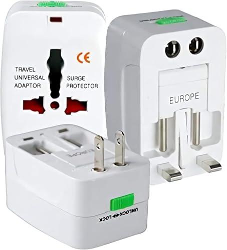 Adaptador de Tomada Universal Para Viagem Padrão Internacional Europa UK Asia EUA JP AU EU Europeu 3 Pinos, Mais de 150 Países, Bivolt