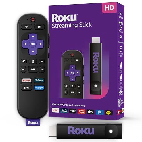 Roku Streaming Stick HD 2025 - Dispositivo de streaming para TV HD/FHD com controle remoto por comando de voz compatível com Alexa, Siri e Google