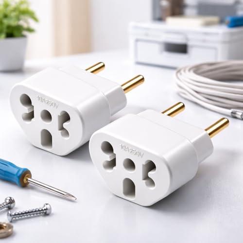 Kit 2 Adaptadores de Tomada Plug 10A / 20A até 250V – Bivolt 110V / 220V – Adaptador Benjamin Premium