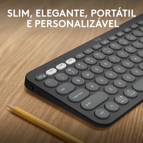 Teclado sem fio Logitech Pebble Keys 2 K380s com Conexão Bluetooth Easy-Switch e Pilha Inclusa