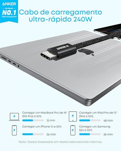 Anker Zolo Cabo USB-C para USB-C, 240W de Carregamento Rápido (Tipo C, 1 m)