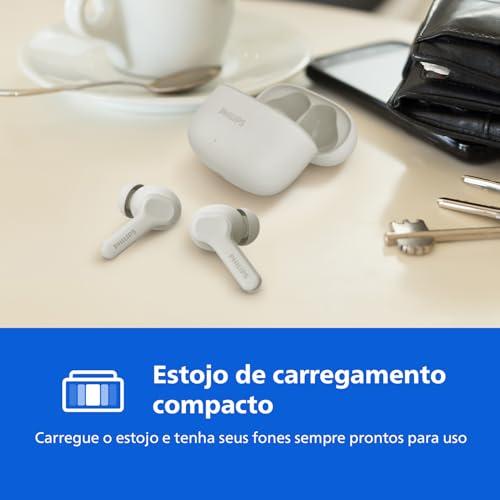 PHILIPS Fone de Ouvido Sem Fio TWS TAT1109WT/00, Bluetooth, Com Microfone, Até 24 horas de bateria, Branco