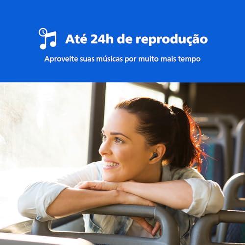 PHILIPS Fone de Ouvido Sem Fio TWS TAT1109BK/00, Bluetooth, Com Microfone, Até 24 horas de bateria, Preto