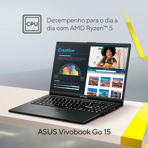 Notebook ASUS VivoBook Go 15, AMD RYZEN 5 7520U, 8GB, 256GB SSD, KeepOS, Tela 15,6" FHD, Mixed Black - E1504FA-NJ731