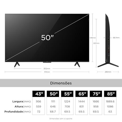 Smart TV TCL 50 Polegadas QLED 4K P7L WiFi Bluetooth Google TV HDR10+ 60 Hz AIPQ 50P7L