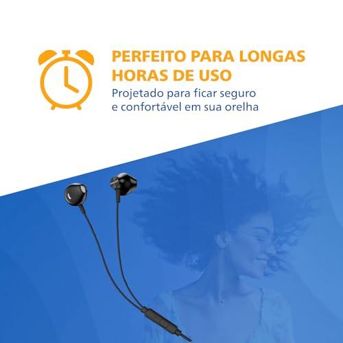 PHILIPS Fone de Ouvido com Microfone TAUE101BK/00, Com fio de 1,2 metros, intra-auricular, Preto