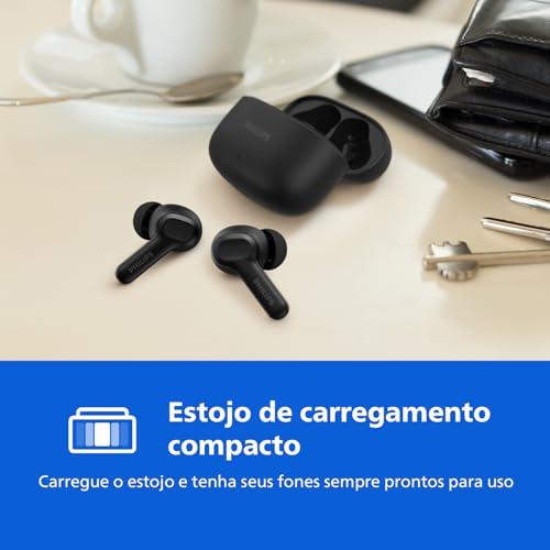 PHILIPS Fone de Ouvido Sem Fio TWS TAT1109BK/00, Bluetooth, Com Microfone, Até 24 horas de bateria, Preto