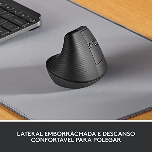 Mouse Sem Fio Logitech Lift Vertical com Design Ergonômico para Redução de Tensão Muscular, Cliques Silenciosos, Conexão Bluetooth ou USB Logi Bolt