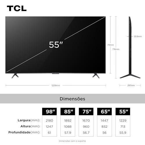 Smart TV TCL 55 Polegadas QLED Mini LED 4K C6K WiFi Bluetooth Google TV 4 HDMI 144Hz HDR10+ 55C6K